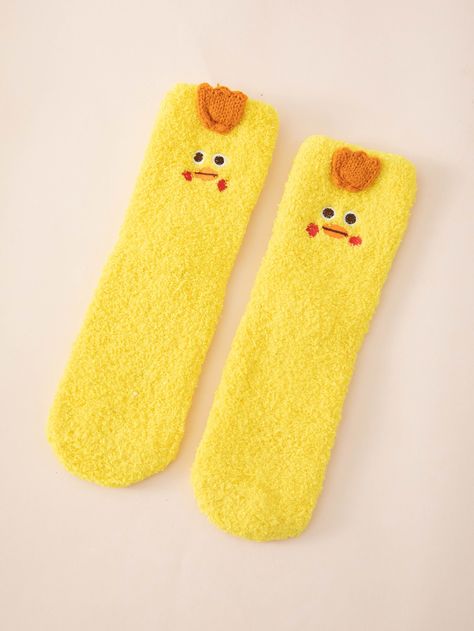 Duck Embroidery Fuzzy Socks Christmas List Items, Duck Socks, Duck Embroidery, Awesome Socks, Yellow Socks, Fluffy Socks, Christmas Hamper, Women Crew Socks, Fuzzy Socks