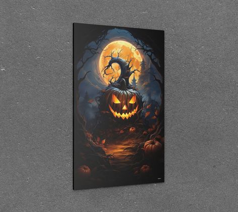 Halloween Canvas Art, Gothic Wall Art, Spooky Halloween Decorations, Halloween Painting, Seasons Art, Holiday Art, Autumn Art, Halloween Art, Art Gallery Wall