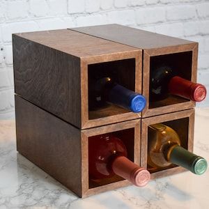 Wine Rack Countertop, Countertop Wood, Wine Cubbies, Wood Wine Holder, Stackable Wine Racks, Countertop Wine Rack, Custom Wine Rack, Wine Rack Plans, Wood Wine Rack