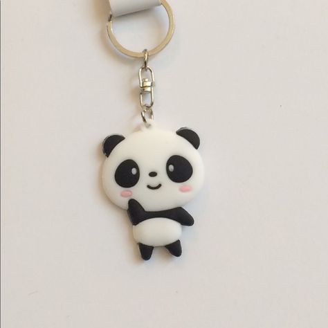 Panda Keychain, Crea Fimo, Clay Crafts For Kids, Polymer Clay Gifts, Clay Keychain, Clay Magnets, Diy Earrings Polymer Clay, Clay Clay, Polymer Clay Jewelry Tutorials