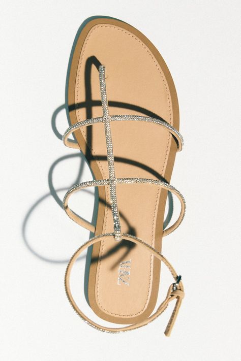 Yellow Heeled Sandals, Gold Flat Sandals, Zara Sandals, Yellow Heels, Buckled Flats, Black Leather Flats, Beaded Sandals, Low Heel Sandals, Leather Platform Sandals