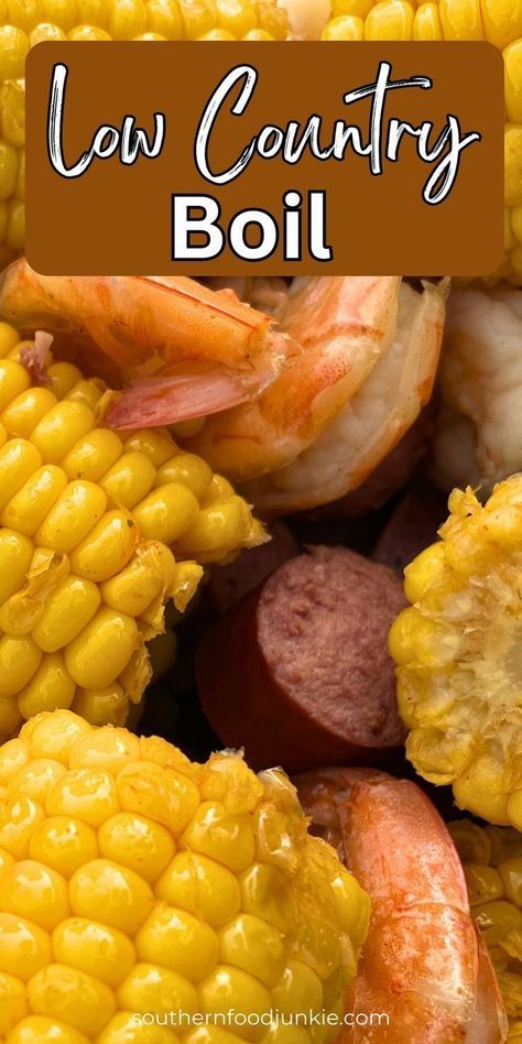 The classic low country boil is a beloved Southern tradition enjoyed by everyone. Packed with sausage, shrimp, corn, and more, this flavorful recipe from Southern Food Junkie is sure to be a favorite for the whole family. Treat yourself to a mouthwatering shrimp dinner or lunch with this easy-to-make Southern dish. Don't hesitate to give this simple low-country boil a try today! Sausage Shrimp, Shrimp Corn, Country Boil, Low Country Boil, Shrimp Dinner, Shrimp Boil, Sweet Corn, Low Country, South Carolina