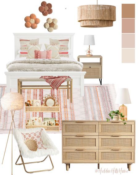 Teen Boho Bed, Teenage Boho Room, Girls Bohemian Bedroom Ideas, Boho Pink And Orange Bedroom, Girly Boho Bedroom Pink, Pale Pink Boho Bedroom, Natural Life Bedroom Ideas, Target Girls Bedroom Room Ideas, Boho Pink Bedroom Ideas