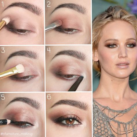 Jennifer Lawrence Makeup Tutorial, Jennifer Lawrence Eye Makeup, Formal Eye Makeup Tutorial, Jennifer Lawrence Makeup Looks, Jennifer Lawrence Eyes, Jennifer Lawrence Makeup, Make Up Inspired, Formal Eye Makeup, Triangle Face