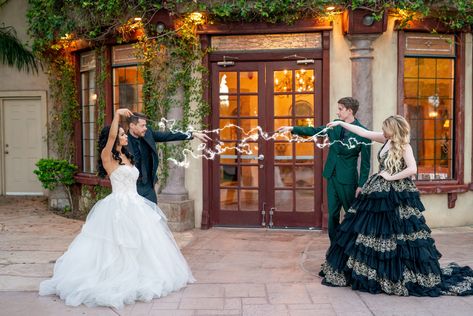 Gryffindors and Slytherins Agree: A Harry Potter-Themed Wedding Is "Always" a Good Idea Harry Potter Bridesmaid, Harry Potter Tea Party, Slytherin Wedding, Themed Wedding Ideas, Harry Wedding, Wedding Captions For Instagram, Harry Potter Wedding Theme, Wedding Captions, Harry Potter Wedding