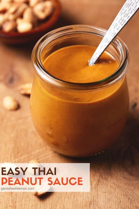 One bite of this easy Thai Peanut Sauce and you'll never buy a bottled sauce again. This easy Thai Peanut Sauce is filled with peanut flavor and just the right amount of heat. This marinade/dipping sauce is ready in 10 minutes! Peanut Thai Sauce, Butter Sauce For Shrimp, Peanut Sauce Recipe Easy, Easy Thai Peanut Sauce, Easy Peanut Sauce, Appetizers Cold, Party Food For A Crowd, Holiday Party Recipes, Cocktails Easy