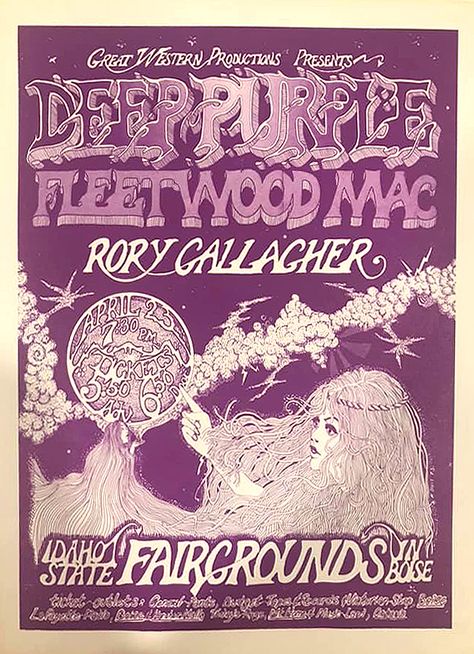 1973 Boise Idaho State Fairgrounds Posters Fleetwood Mac, Rory Gallagher, Vintage Concert Posters, Music Concert Posters, Vintage Music Posters, Idaho State, Music Poster Design, Dorm Posters, Picture Collage Wall