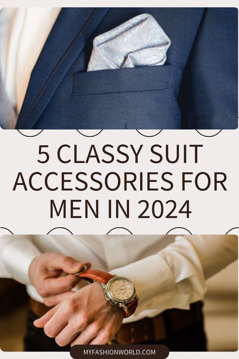 Complement your suits with these 5 classy suit accessories for men in 2024! Try tie clips, chains, lapel pins and pocket squares to accessorize any suit. Suit Accessories For Men, Mens Suit Accessories, Lapel Pins Suit, Classy Suits, Lapel Pins Mens, Tie Clips, 2024 Trends, Men’s Suits, Men's Suit