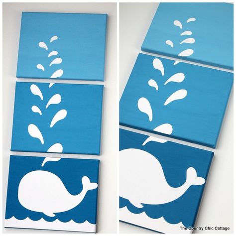 Whale Canvas, Diy Kids Room Decor, Whale Nursery, Bathroom Canvas, Kids Rooms Diy, Whale Art, Kids Canvas, A Whale, Kids Room Wall Art