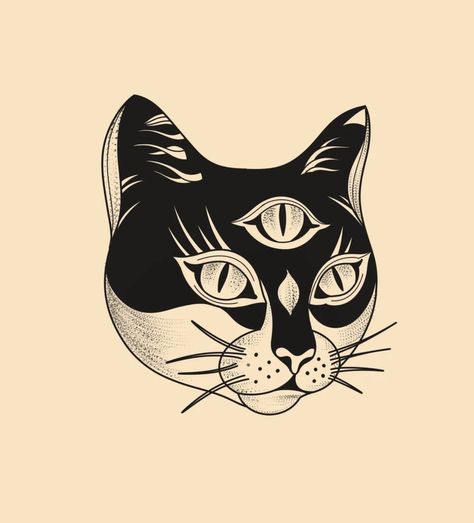 Cat Art Minimalist, Traditional Black Cat Tattoo, Cat Traditional Tattoo, Traditional Black And Grey Tattoos, Traditional Cat Tattoo, Cat Face Tattoos, Big Cat Tattoo, Black Cat Tattoos, Western Tattoos