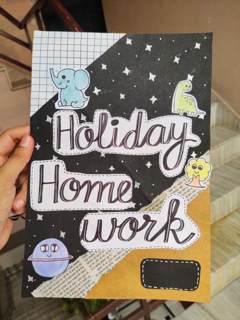 Holiday Homework Cover page Diwali Holiday Homework Front Page, Diwali Homework Front Page Decoration, Holiday Homework Front Page Design, Holiday Homework Cover Page, Diwali Homework, Homework Cover Page, Diwali Holiday, Holiday Homework, Book Art Projects