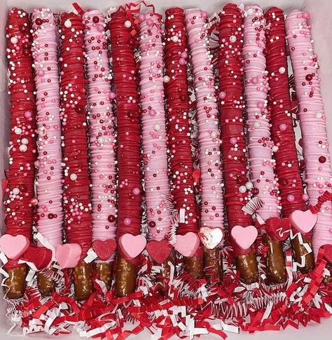 View Valentines by DelightsbyK on Etsy Chocolate Covered Pretzels Valentines, Cupid Party, Pretzel Ideas, Chocolate Dipped Pretzel Rods, Dipped Treats, Dipped Pretzel Rods, Chocolate Dipped Treats, Pretzel Treats, Valentine's Day Chocolate