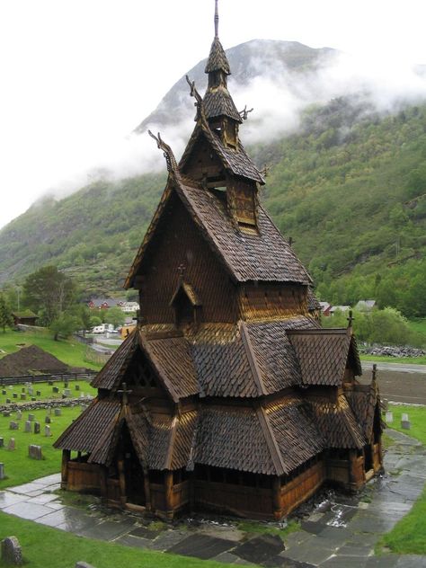 Borgund Stave Church - Borgund stavkirke by Nicolas Grevet The Borgund stavkirke is a stave church classified as triple nave and also the best preserved of Norway's 28 existant stave churches, although it is no longer used regularly for church functions. Stave Church, Wooden Church, Magic Places, Living Modern, Old Churches, Old Church, Place Of Worship, Beautiful Buildings, Places Around The World