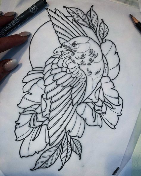 Neo Traditional Raven Tattoo, Raven Tattoo Outline, Raven Tattoo Design, Doctor Tattoo, Crow Tattoo Design, P Tattoo, Spartan Tattoo, Irezumi Tattoos, Raven Tattoo