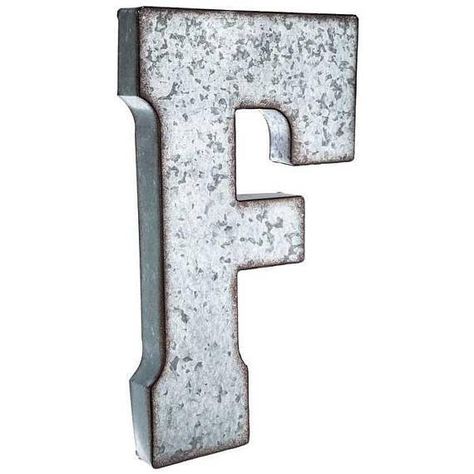 Put a vintage spin on monogram letters using this stylish Large Galvanized Metal. This oversized hollow metal letter features a distressed-edged galvanized metal finish and a stunning font style. Separate names or team names, or separate initials, words, and more with this unique, Alphabet Wall Decor, Alphabet List, Large Metal Letters, Metal Wall Letters, Wall Decor Letters, Rustic Letters, Letter Wall Decor, Letter Ideas, Wedding Wall Decorations