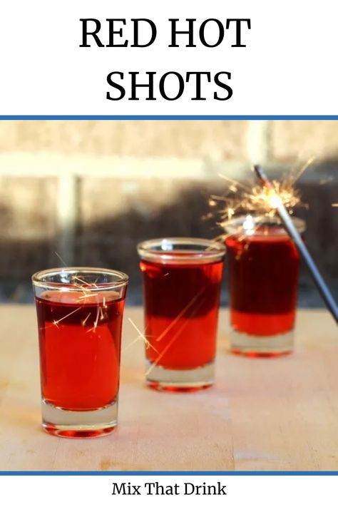 [object Object] Red Shots Recipes, Spicy Shots, Fireball Shooters, Red Shooters Alcohol, Shots With Fireball Whiskey, Cherry Bomb Shot, Camper Food, Cinnamon Schnapps, Cocktail Party Drinks