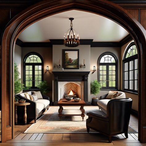 20 Stunning Tudor Style Homes Ideas to Inspire You Old English Tudor Homes, Tudor Garden Design, Classic Tudor Interior, Small Tudor Style Homes Interior, Tudor Interiors Modern, French Modern Tudor Interior, English Gothic House, Tudor House Remodel, English Tudor Style Homes Interior