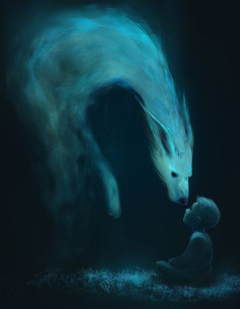 Heroic Fantasy, Wolf Art, Arte Fantasy, An Animal, Spirit Animal, Mythical Creatures, Fantasy Creatures, Dark Art, A Child