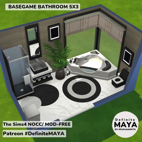 Sims 4 Bathroom Ideas Base Game, Sims 4 Base Game Bathroom, Sims 4 Base Game Room Ideas, Sims Rooms, Living Room Sims 4, Sims 4 Houses Layout, Lotes The Sims 4, Sims 4 Stories, Sims Freeplay Houses