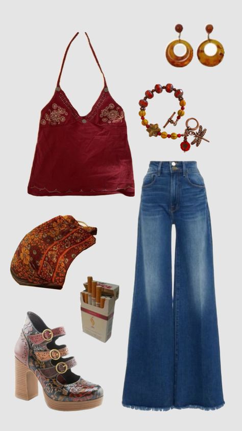 Daisy jones inspired outfit #outfitinspo #daisyjonesandthesix Womens 70s Outfit, Daisy Jones Outfit, 70s Inspired Fashion, 70s Outfits, Daisy Jones, 70’s Fashion, Boho Style Outfits, Tech Fashion, Retro Outfits