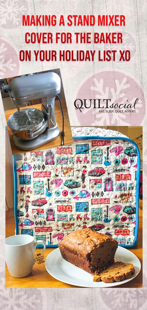 This is the last project in the sew easy gift ideas series this week. Making a stand mixer cover ready for gift giving. Fabric by Northcott Mel's Diner and ColorWorks, Batting by Fairfield Quilters' 80/20. Free pattern #TheSewGoesOn Mels Diner, Kitchenaid Cover, Stand Mixer Cover, Kitchen Stand Mixer, Easy Gift Ideas, Mixer Cover, Holiday List, Creative Arts And Crafts, Sew Easy