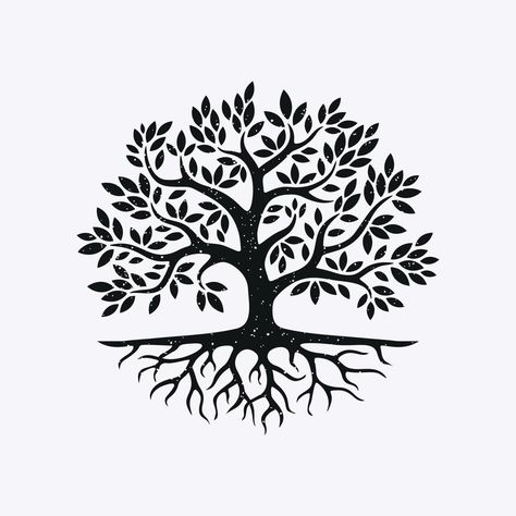 Silhouette vector of tree and root with black white color Tree Of Life Drawing Simple, Tree And Roots, Roots Drawing, Life Sketch, Tree Root, Tree Stencil, Tree Tattoo Designs, Tree Of Life Art, Simple Tree