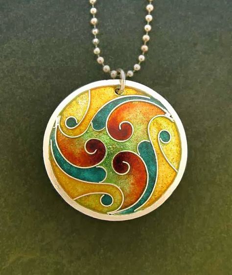 Could this inspire a round quilt? contemporary cloisonne jewelry - Google Search Cloissone Jewelry, Round Quilt, Quilt Contemporary, Enameling Jewelry, Cloisonne Enamel Jewelry, Cloisonne Jewelry, Hand Painted Jewelry, Enamel Necklaces, Cloisonne Enamel