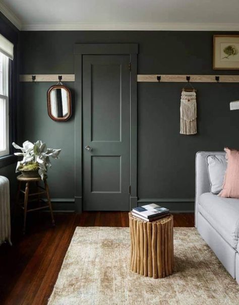 Green Painted Rooms, Wall Pantry Ideas, Bedroom Ideas Wall, Green Bedroom Paint, Dark Romantic Bedroom, Wall Pantry, Green Wall Color, Green Painted Walls, Blue Gray Paint Colors