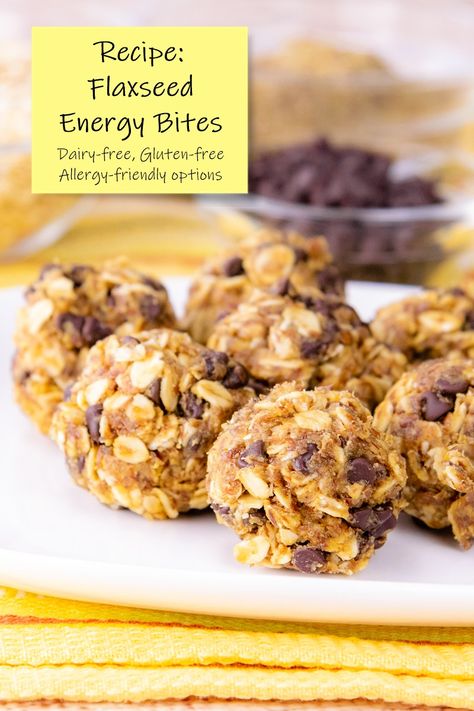 Dairy-Free Flaxseed Energy Bites Recipe How To Use Flaxseed Meal, Dairy Free Energy Bites, Milled Flaxseed Recipes, Energy Bites With Flax Seed, Whole Flax Seed Recipes, Flaxseed Meal Recipes, Fiber Bars Recipe, Flaxseed Recipes, Energy Bites Recipe