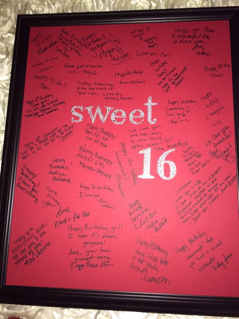 Sweet 16 Keepsake Autograph Photo Frame made for my Nieces Birthday Party, Great Keepsake. Which she loved !! 16 Party Ideas, Sweet Sixteen Party Themes, Sweet 16 Party Ideas, Sweet 16 Party Planning, Sweet 16 Party Themes, Sweet 16 Centerpieces, Sweet 16 Party Decorations, Pink Sweet 16, Sweet Sixteen Birthday Party Ideas