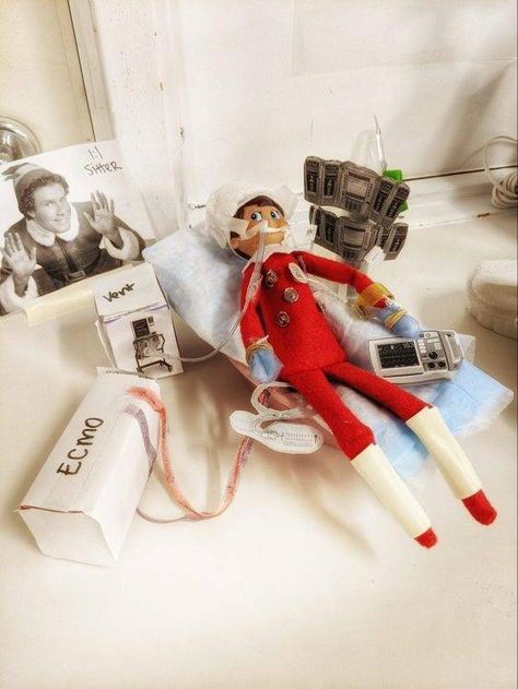 Elf On The Shelf Healthcare Ideas, Elf On The Shelf Hospital Ideas Funny, Nurse Elf On The Shelf, Elf Hospital Ideas, Elf On The Shelf Nurse Ideas, Nursing Elf On The Shelf Ideas, Elf On The Shelf Medical Ideas, Hospital Elf On The Shelf Ideas, Elf On The Shelf Medical