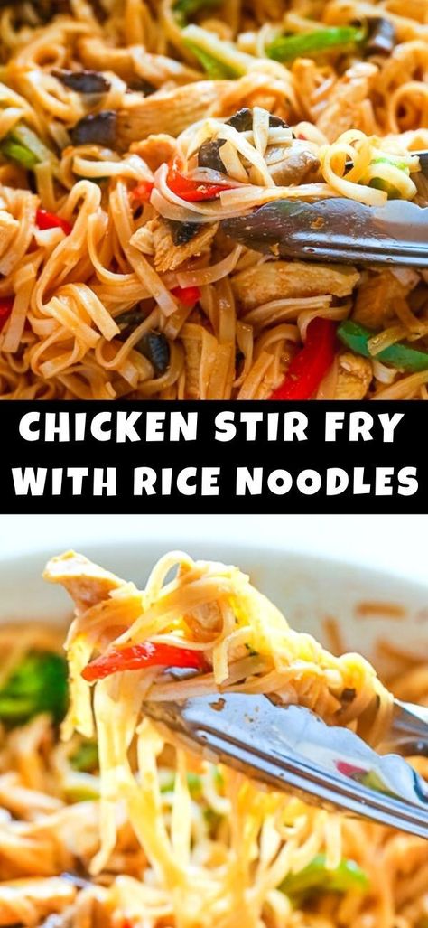 Noodle Chicken Stir Fry, Chicken Stir Fry With Rice, Stir Fry With Rice Noodles, Chicken Rice Noodle, Best Stir Fry, Stir Fry With Rice, Chinese Rice Noodles, Best Stir Fry Recipe, Chicken Rice Noodles