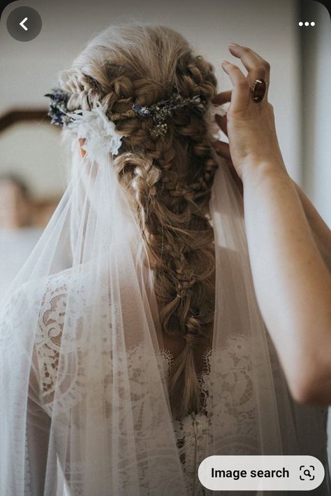 Drape Veil, Bridal Braids, Medieval Wedding, Wedding Hairstyles With Veil, Wedding Dresses With Flowers, Wedding Hair Inspiration, Wedding Hair Down, Magical Wedding, Boho Braids