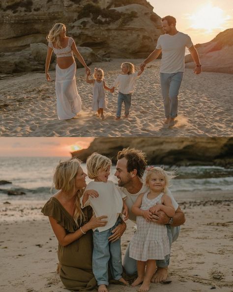 I will take just about any reason to photograph this gorgeous family but a new little beach baby joining the crew is a top-tier one 🧒🏼👧🏼👶🏼 #oceansidephotographer #sandiegofamilyphotographer #sandiegophotographer #orangecountyfamilyphotographer #orangecountyphotographer Family Of 4 Beach Pictures, Beach Family Aesthetic, Twins Photoshoot, Family Beach Photoshoot, Beach Photoshoot Family, Family Beach Portraits, Family Beach Pictures, Beach Family Photos, Family Shoot