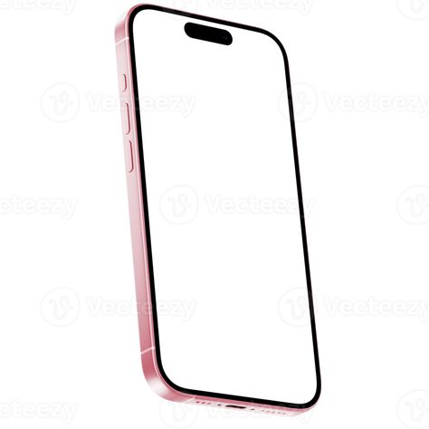 Isometric style photo of pink smartphone similar to iphone without background. Template for mockup Iphone Png Template, Iphone Template For Edits, Pink Background For Editing, Iphone Png, Mockup Background, Mobile Template, Iphone Mobile, Iphone Mockup, Background Template