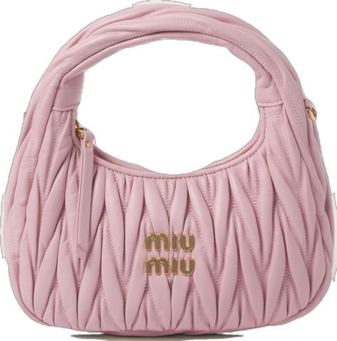 Miu Miu Wander, Pink Miu Miu, Miu Miu Bag, Leather Hobo Bag, Leather Hobo, Metallic Logo, Nappa Leather, Leather Mini, Luxury Items