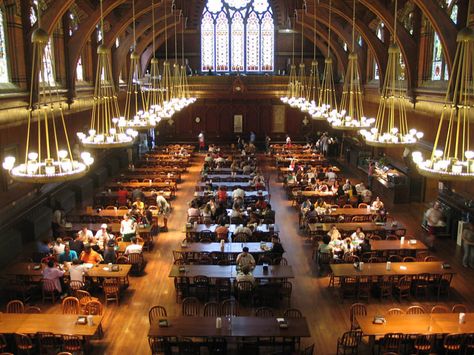 Harvard University Cafeteria Harvard Cafeteria, Boarding School Cafeteria, Doctoral Regalia, Caps And Gowns, University Cafeteria, Dark Academia School, Boarding School Aesthetic, I Cannot Sleep, Academic Aesthetic