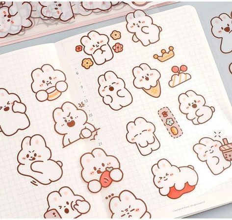 Adorable Bears and Bunnies Stickers Packets 🥰 Elevate Your Designs - Save This Pin, Then Visit Our Site sticker sheets aesthetic indie, sticker sheets aesthetic blue, sticker sheets aesthetic pink, sticker sheets aesthetic green, sticker sheets aesthetic red, genshin sticker sheets, sticker sheets cats, kawaii sticker sheets free printable pink, sticker sheets packaging, sticker sheets idea, sticker sheets trave Free Printable Planner Stickers Kawaii, Printable Sticker Sheets, Cute Easy Doodles, Black And White Stickers, Bunny Drawing, Scrapbook Stickers Printable, Sticker Packs, Easy Doodles Drawings, Bullet Journal Lettering Ideas