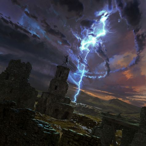 Elder Scrolls Legends, Lightning Powers, Storm Art, Super Powers Art, Dnd Stuff, Elder Scrolls Online, Magic Design, The Elder Scrolls, Fantasy Places