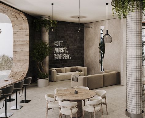 Coffee shop :: Behance Coffee Shop Sofa Seating, Coffee Shop Couch, Coffee Shop Mood Board, Cafeterias Aesthetic, Coffee Shop Seating, Modern Coffee Shop, Shoe Store Design, Coffee Shop Interior Design, Coffee Shops Interior