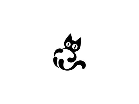 Black Cat by Dalajlampa Cat Logo Ideas, Cat Logo Design Ideas, Cute Cat Logo, Black Cat Logo, Logo Cat, Gatos Cool, Cat Logo Design, Negative Space Logos, Cat Apparel