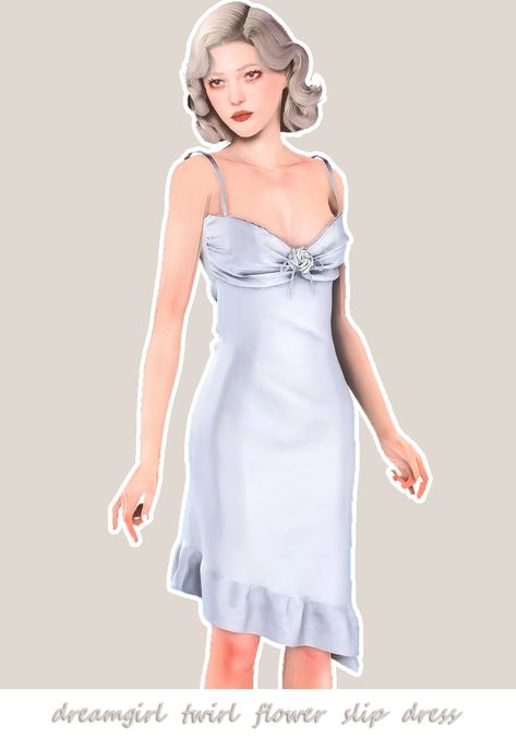 o violet | Dreamgirl Twirl Flower Slip Dress Original: fairy... Big Ball Gowns, Sims 3 Cc Clothes, Sims 3 Cc, Sims 3 Cc Finds, Sims 4 Family, Blue Flower Dress, Free Sims 4, Drape Maxi Dress, Sims 4 Dresses