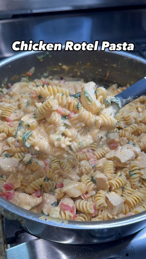 Richard | Chicken Rotel Pasta | Instagram Rotelle Recipes, Chicken And Rotel Recipes, Chicken Rotel Pasta, Rotel Chicken Pasta, Rotel Pasta, Chicken Rotel, Rotel Recipes, Chicken Tender Recipes, Chicken Tenders