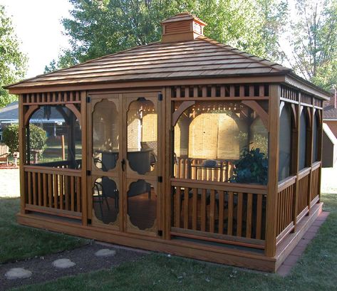 Pergola Trellis, Rectangle Gazebo, Como Plantar Pitaya, Cheap Gazebo, Enclosed Gazebo, Gazebo Design, Pergola Roof, Gazebo On Deck, Large Gazebo