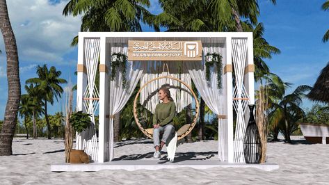 NBE - SUMMER ACTIVATION 2022 on Behance Summer Activation, Entrance Arch, Event Booth Design, Photo Booth Design, 3d Reference, Photo Walls, Event Booth, Beach Cabana, Beach Bar