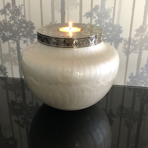 Lighting a candle in memory and celebration of their life. Commemorative Cremation Urn with a candle holder. Fovere...Memories to cherish Unique Urns For Human Ashes, Small Urns For Ashes, Urns For Ashes, Small Urns, Keepsake Urns, Cremation Ashes, Human Ashes, Find Peace, Cremation Urns