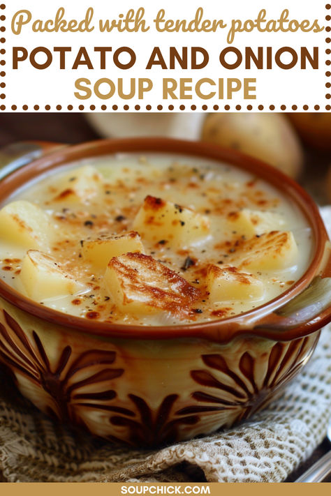 Potato And Onion Soup Recipe Potato Onion Soup Recipe, Potato And Onion Soup, Cream Of Onion Soup Recipes, Onion Potato Soup, Potato Onion Soup, Clear Onion Soup, Homestyle Meatloaf, Kitchen Witchcraft, Cream Of Onion Soup