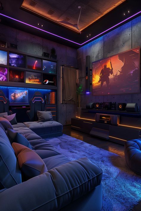 Small Theater Room, Small Theatre Room Ideas, Theatre Room Ideas, Apartemen Studio, Small Game Rooms, Theater Room Design, Home Cinema Room, Chill Room, Home Theater Rooms