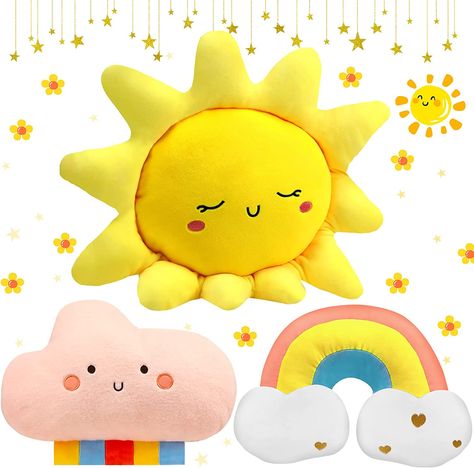 Amazon.com: Sun Rainbow Cloud Moon Star Pillow 3 Pcs Shaped Pillows Decorative Kids Cute Nursery Pillow Sun Rainbow Cloud Moon Star Soft Decor Stuffed Pillow for Youth Bedroom Decorations (Rainbow, Cloud, Sun) : Baby Rainbow Pillows, Room Reading Nook, Pillow For Baby, Reading Nook Kids, Cloud Rainbow, Non Toy Gifts, Kids Throw Pillows, Cute Cushions, Rainbow Pillow