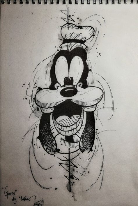 Goofy Tattoos Ideas, Goofy Tattoos, Mickey Tattoo, Feather With Birds Tattoo, Disney Doodles, Pen Art Work, Goofy Disney, Beast Wallpaper, Manga Tattoo